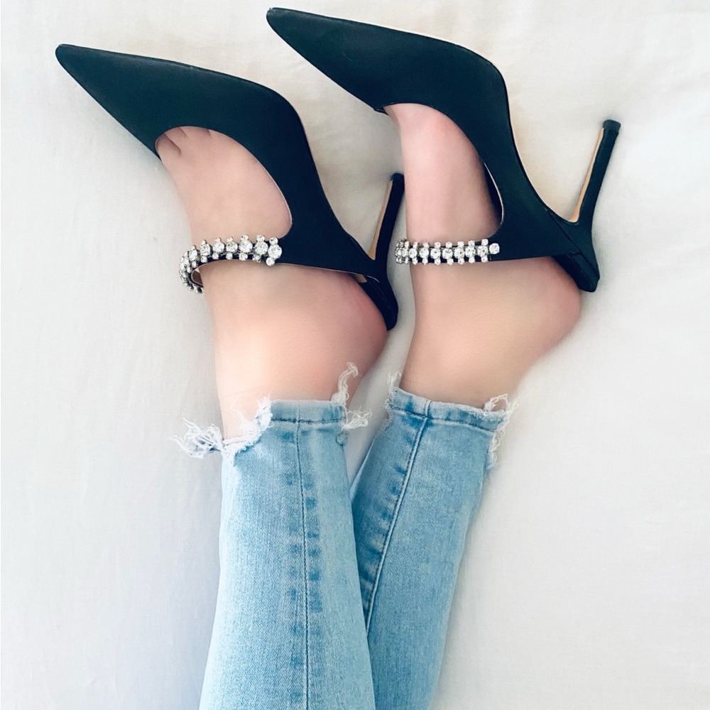 Amazon Black Rhinestone Stiletto Heels